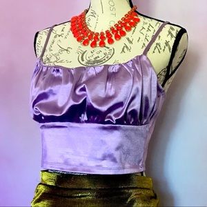 Shimmery purple crop tank top w/adjustable straps